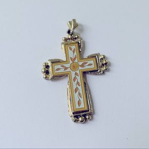 Large Floral Cross Pendent